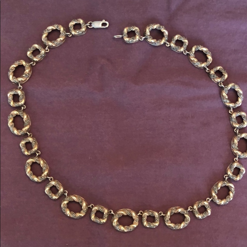 Silver and gold necklace with marcazite.